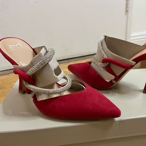 Marc Fisher Candy Red Strappy Pointed Toe Mule NWT 6m